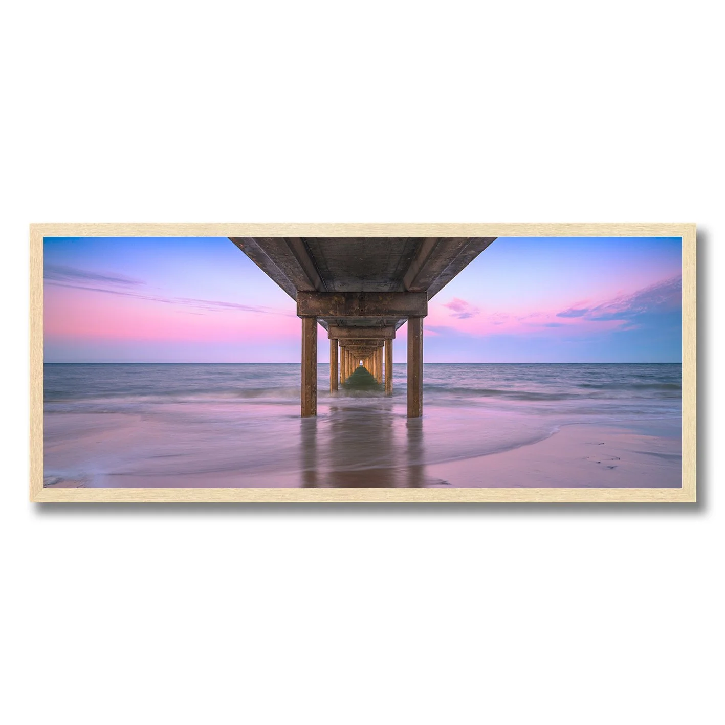 Fine art photograph of Brighton Jetty at sunset with soft ocean waves