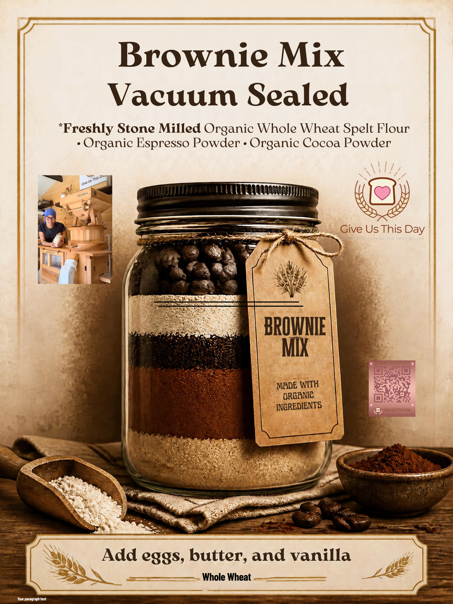 Organic Dark Chocolate Chunk Brownie Mix in Glass