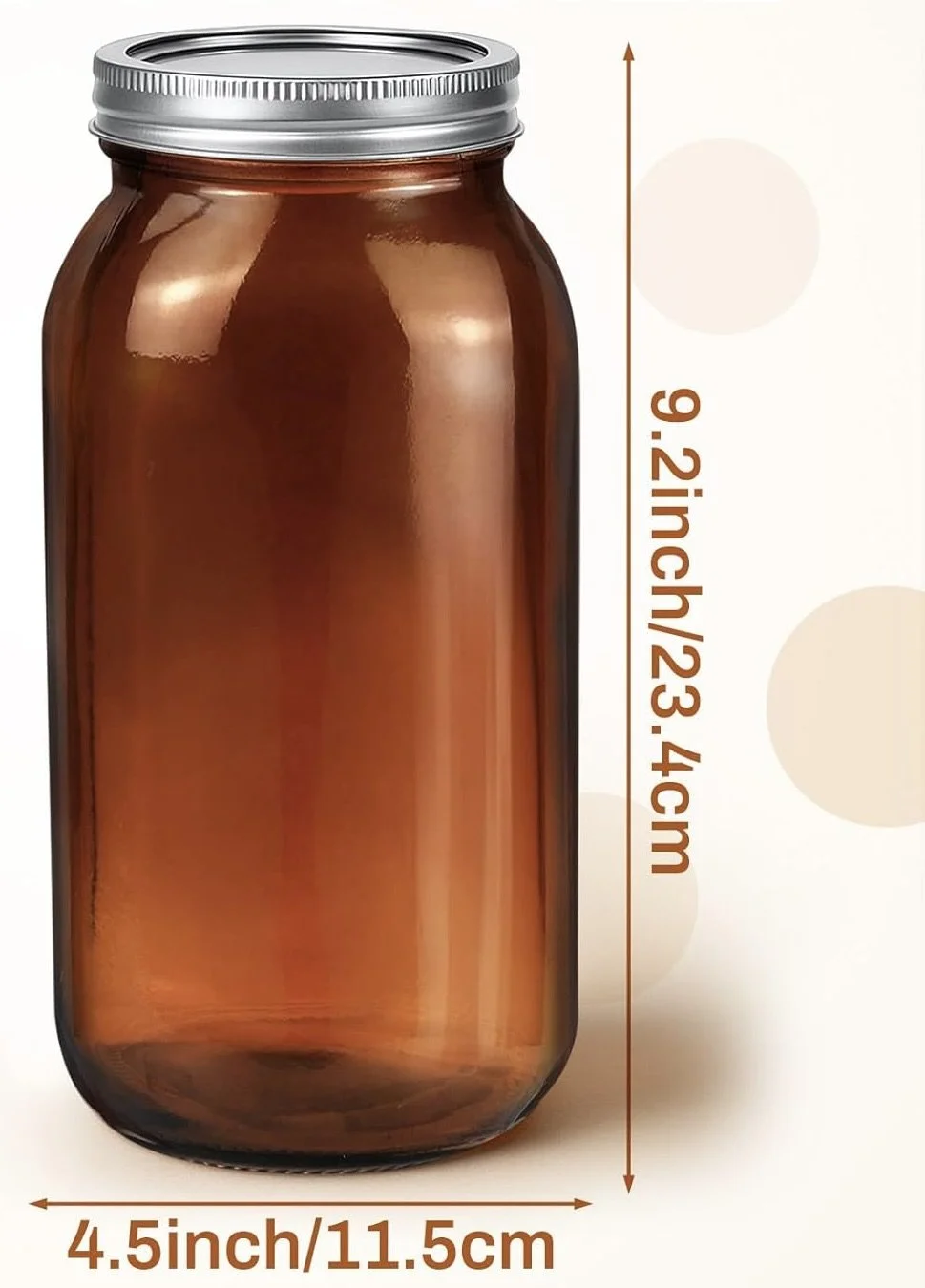 64 oz. Amber Glass Mason Jar