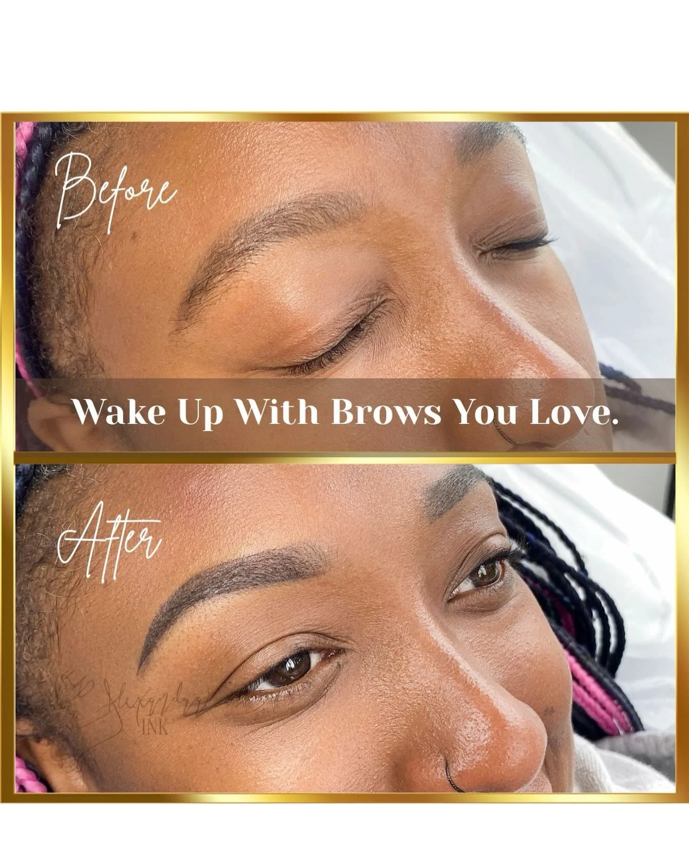 As an alternative to hairstrokes, this is a powder brow (ombr&eacute;/shading- these are all words for the same thing). This is not as popular as my signature realism hairstrokes, but sometimes is the chosen technique for certain reasons! This techni