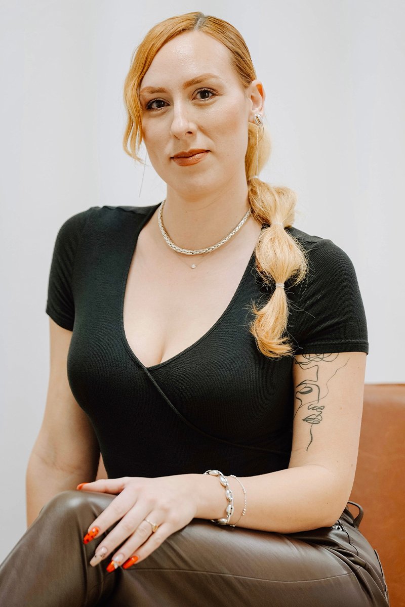 Calgary tattoo and permanent makeup artist Alexandra Ink in her studio