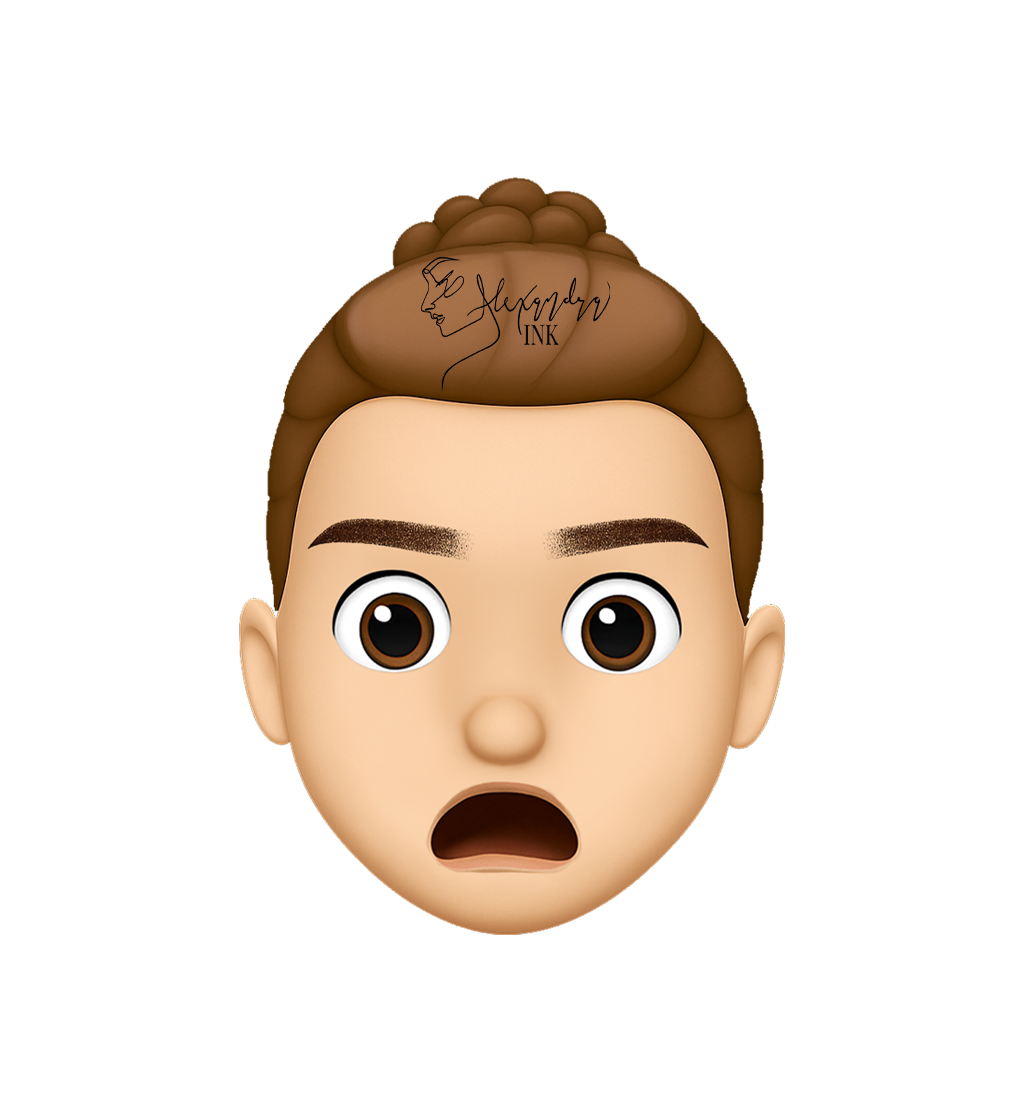 Days 2 to 5 of the nano brow healing process — brows appear darker and thicker than expected as pigment temporarily oxidizes, a normal stage shown by Alexandra Ink.