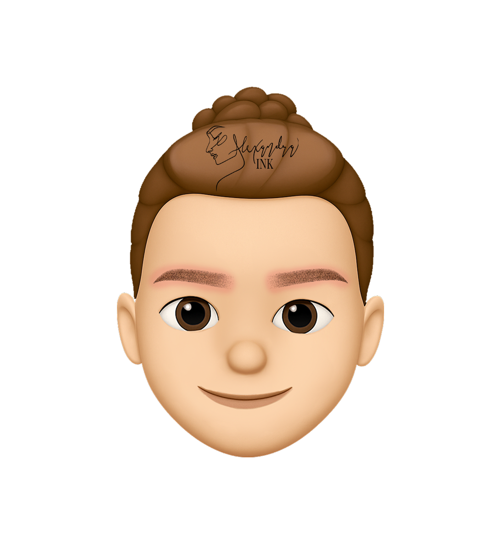 Day 1 of the nano brow healing process — freshly done brows appear slightly red but defined, showing immediate post-treatment results by Alexandra Ink.