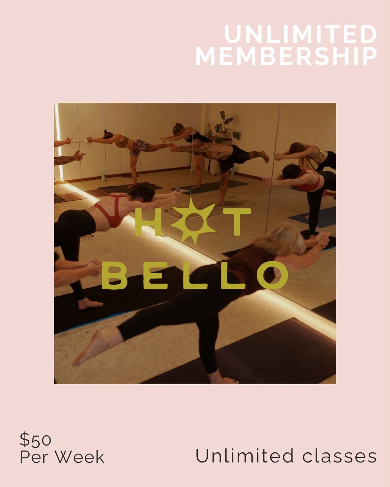$50 per week for unlimited classes!
Pause or cancel any time with 2 weeks notice