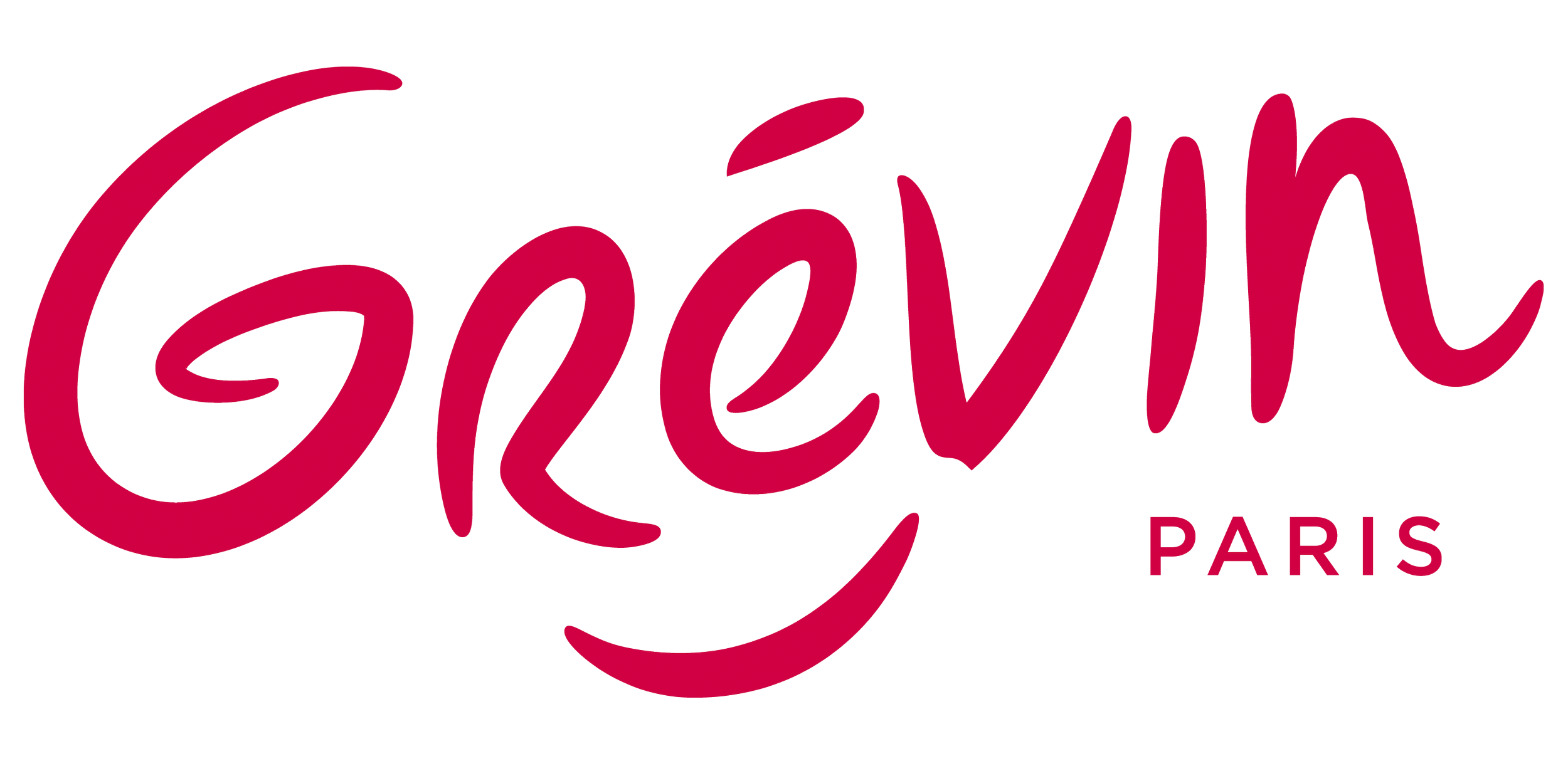 Logo rose avec le texte 'Grévin Paris' stylisé.