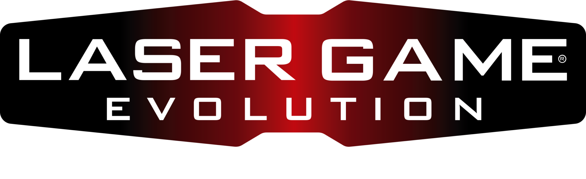 Logo du jeu vidéo Laser Game Evolution avec un fond noir et un symbole rouge en dégradé