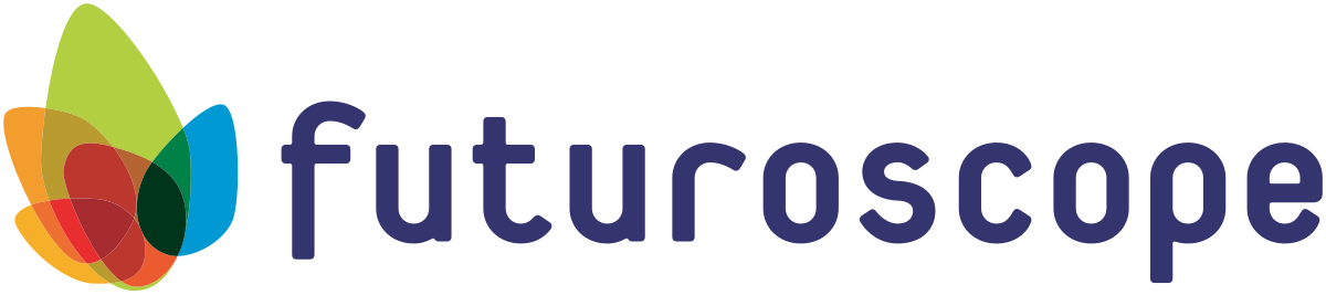 Logo de Futurscope avec un design coloré de feuilles stylisées