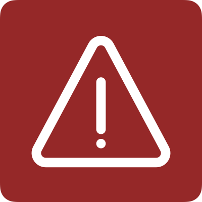 Symbole d'avertissement avec un point d'exclamation dans un triangle blanc sur fond rouge.