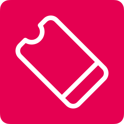 Icône d'une gomme blanche sur fond rose vif.