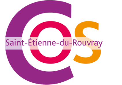 Logo de Saint-Étienne-du-Rouvray avec un design coloré en forme de cercle et le nom de la ville.