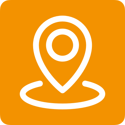 Symbole de localisation sur fond orange