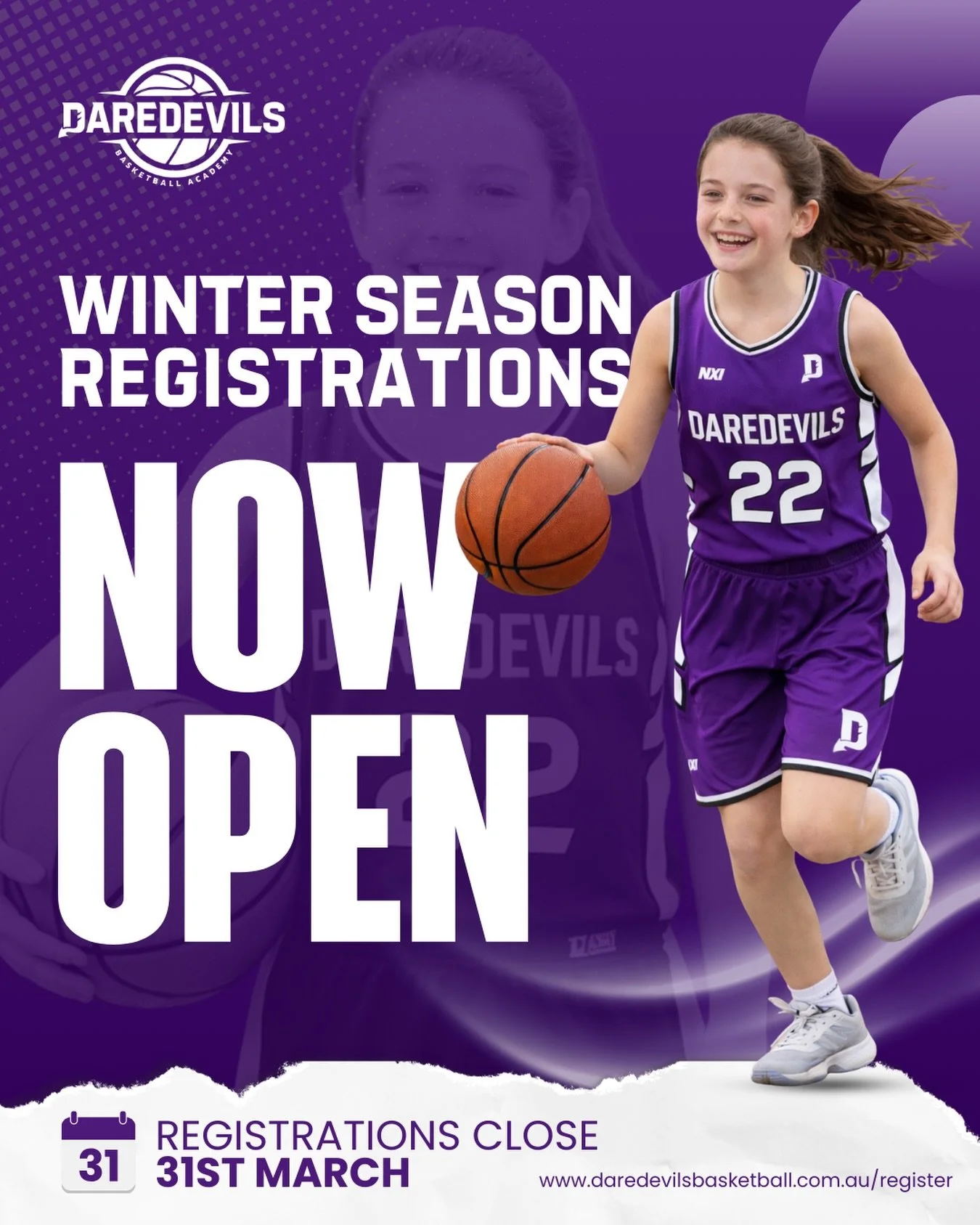 🏀 Winter Season Registrations Are Now Open!

The Daredevils Winter Season tips off on the 2nd May, and we&rsquo;re excited to welcome both returning and new athletes to the court.

Daredevils is all about helping young players build skills, confiden