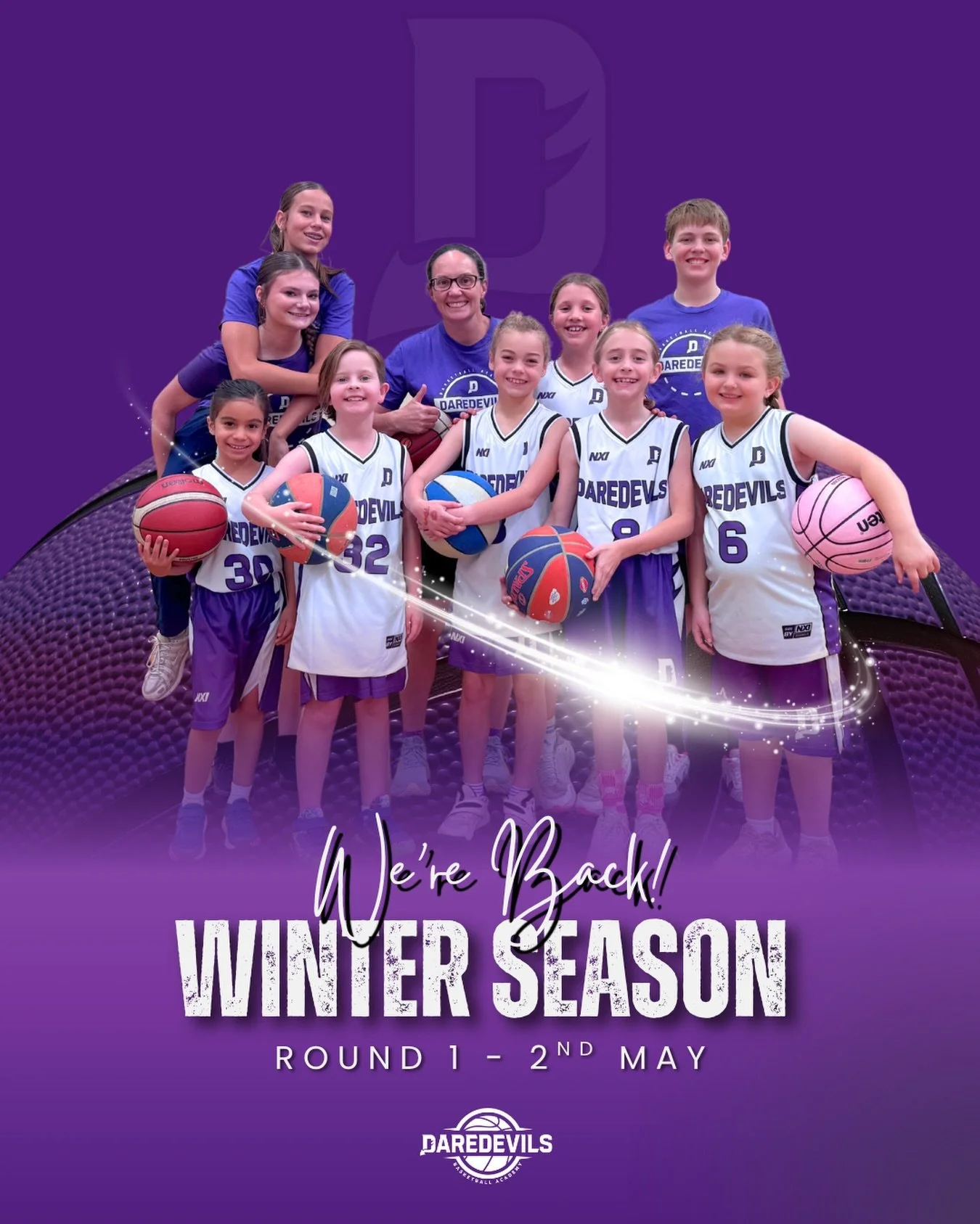We&rsquo;re back for the winter season and Round 1 starts tomorrow, 2nd May! Looking forward to seeing all our Daredevils back on the court and ready for a fun season of basketball!
@daredevilsbasketball