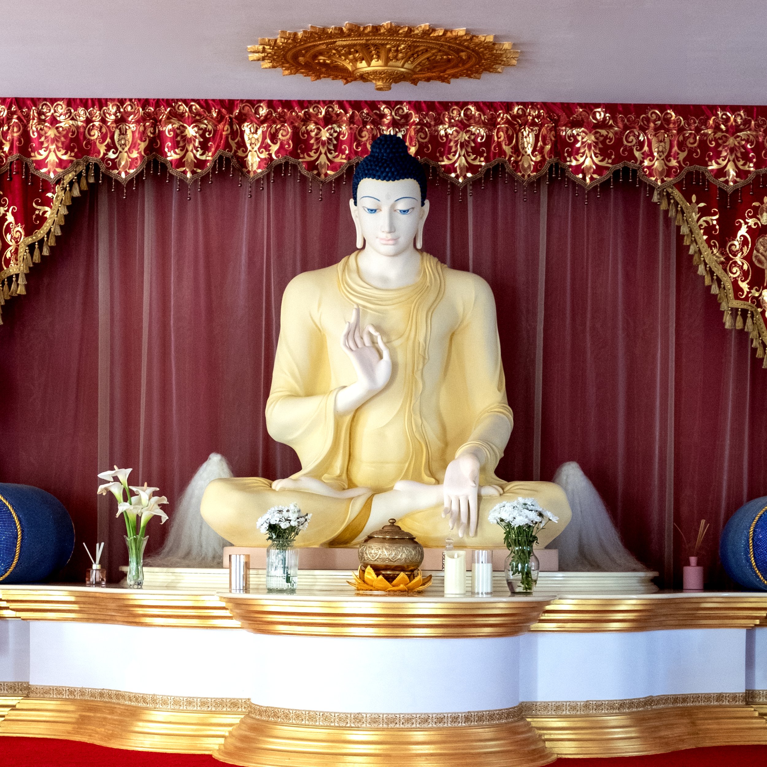 Shrine room at Mahamevnawa Buddhist Monastery