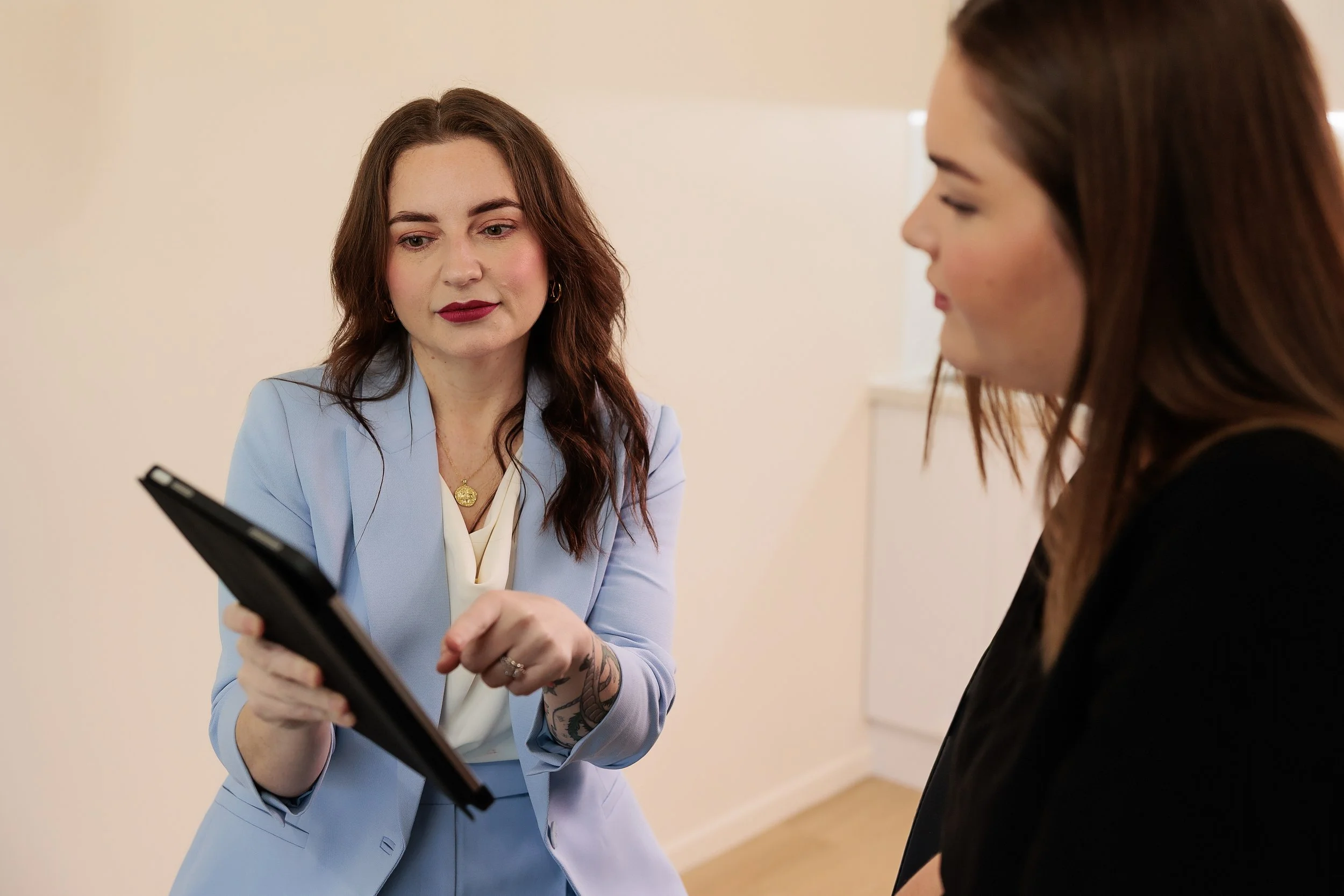 Emma McCulloch during a body tattoo removal consultation in Everton Park, Brisbane