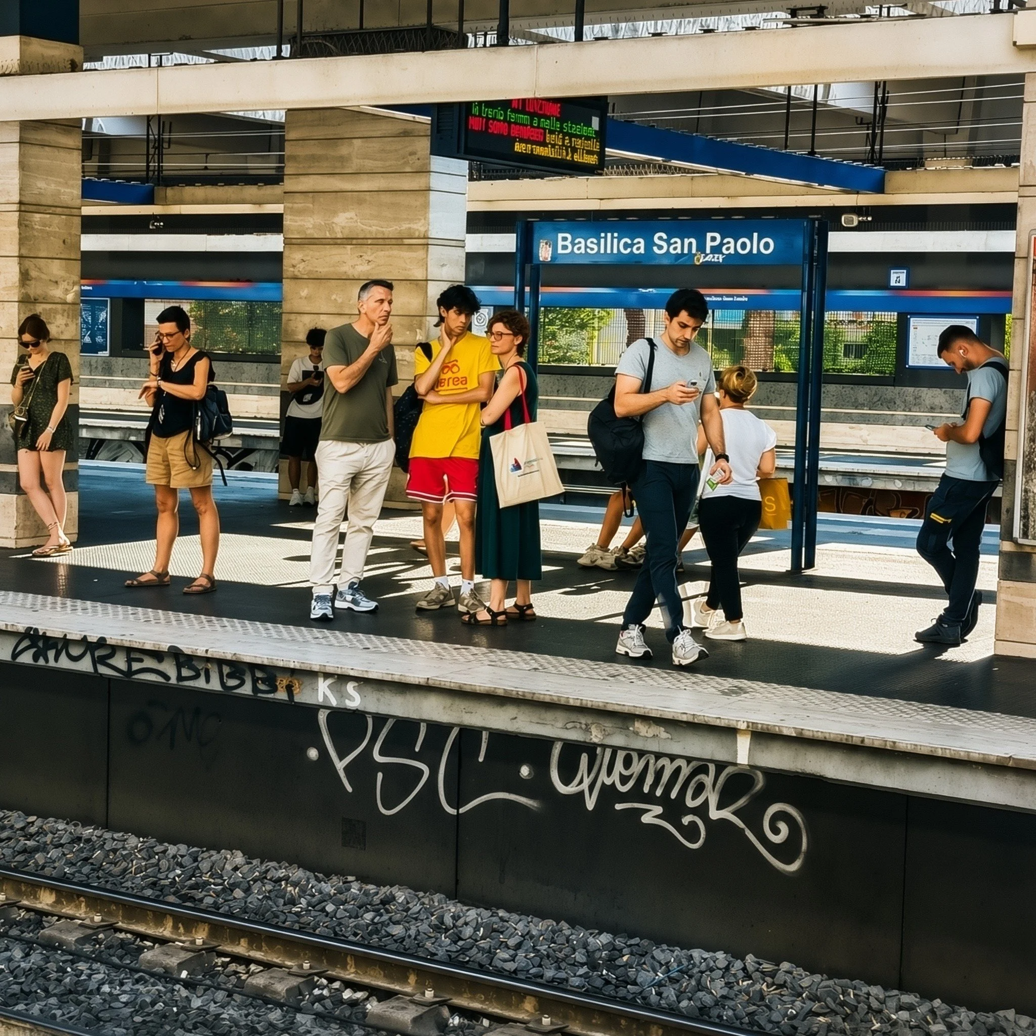 [Odia chi odia, ama chi ama] #streetphotography #urbanphotography #romephotography #romastreetphotography #basilicasanpaolo #metroroma #romametro #vitadistazione #subwaystation #urbanlife #citylife #everydayitaly #italianstreetphotography #streetphot