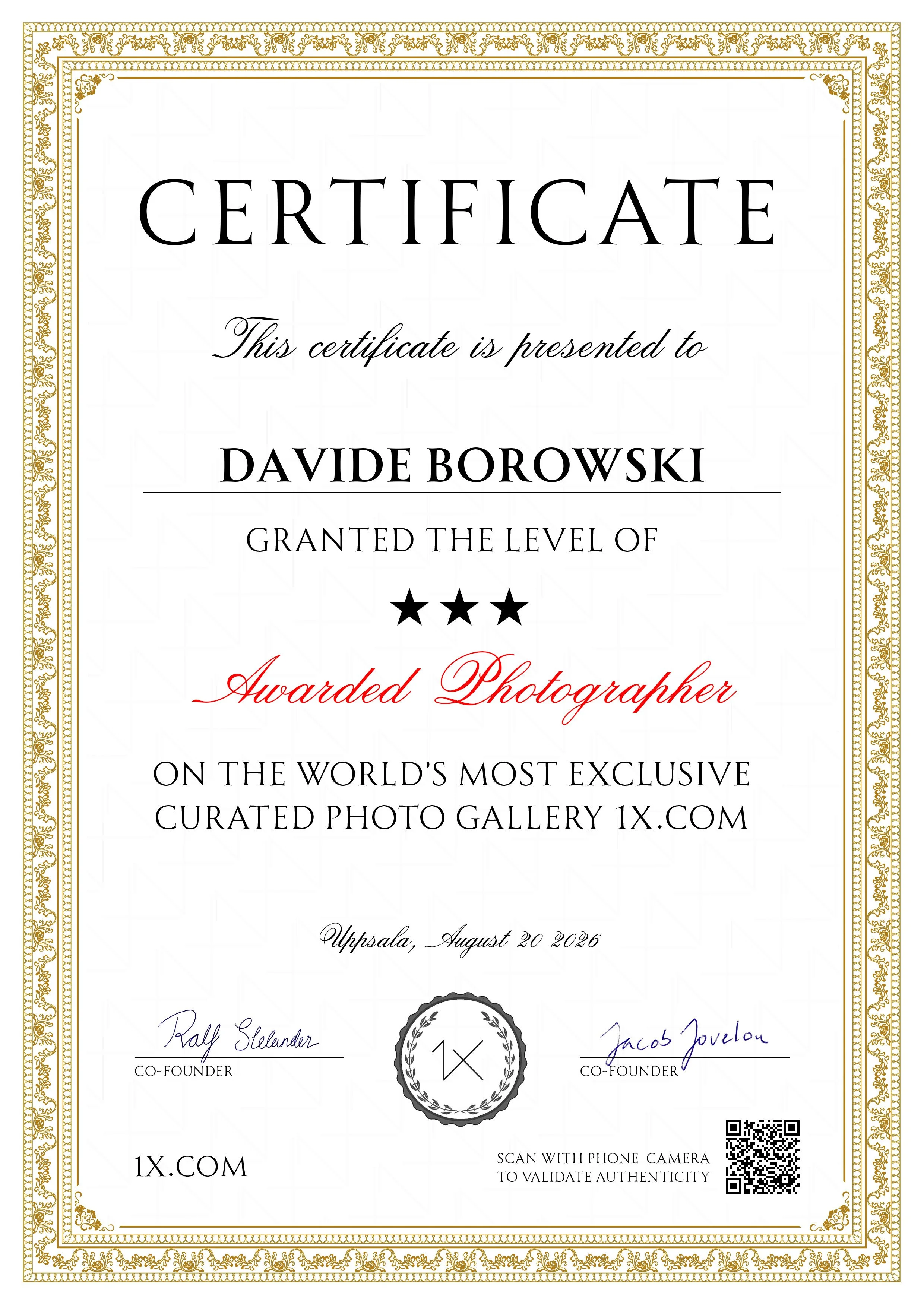 Il certificato di 1x.com è arrivato…