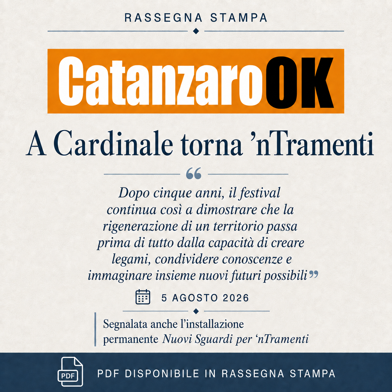 CatanzaroOk - ’nTramenti ArtFestival, Cardinale come spazio d’arte - 05.08.26