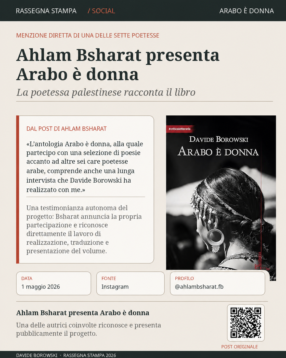 Ahlam Bsharat (IG) — Presenta Arabo è donna