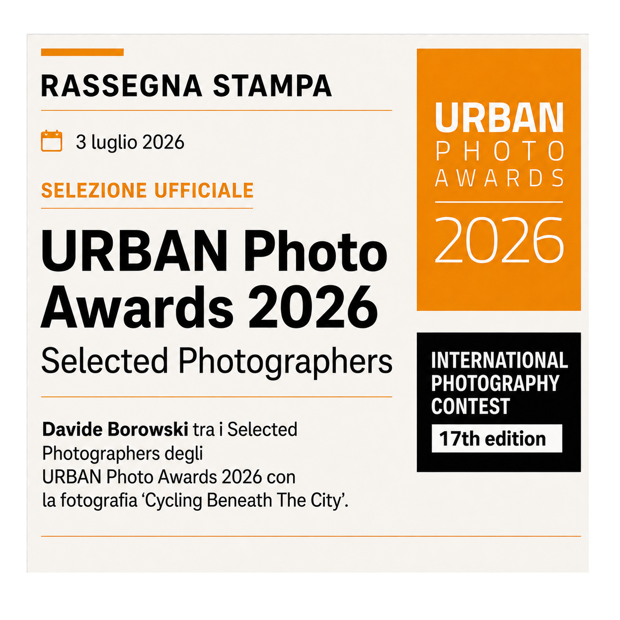 URBAN Photo Awards — Annuncio ufficiale dei fotografi selezionati