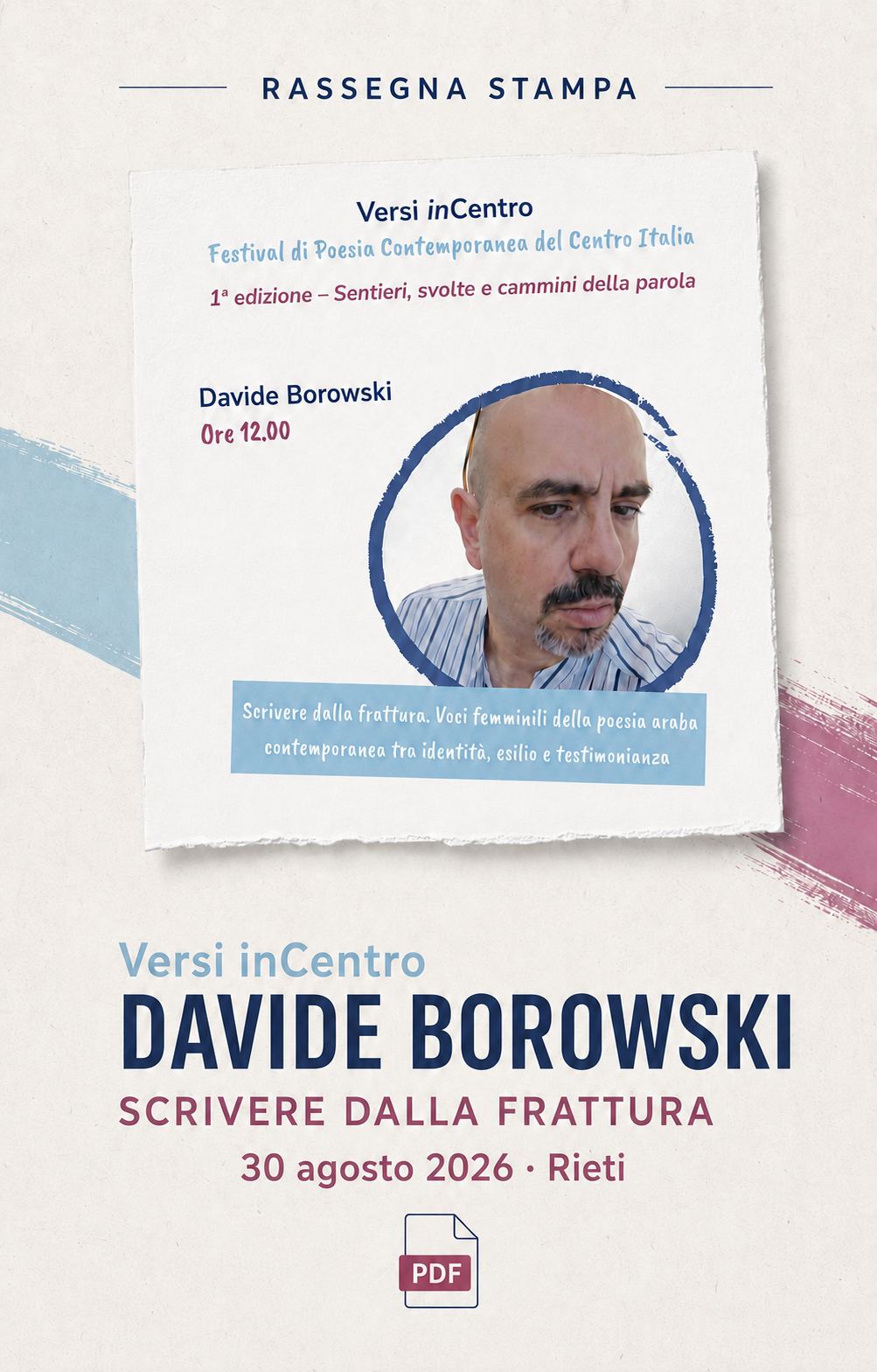 Radura Poetica (IG) – Intervento di Davide Borowski alla prima edizione di Versi inCentro in data 30 agosto 2026 - 17.08.26