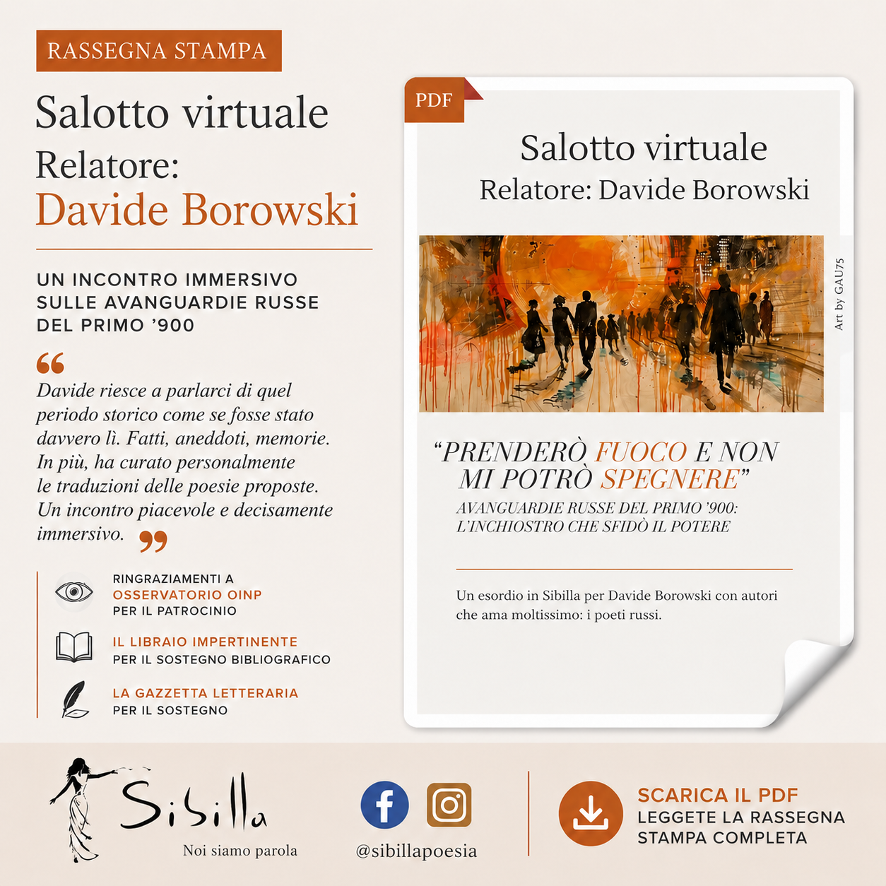 Sibilla Poesia (IG) – ‘Prenderò fuoco e non mi potrò spegnere’, il salotto virtuale sulle avanguardie russe del primo Novecento - 14.04.25