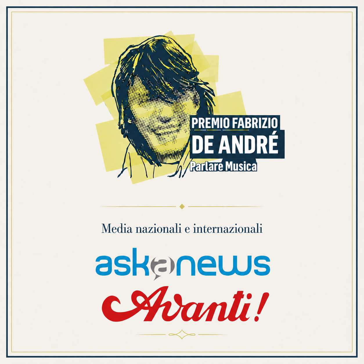 Premio Fabrizio De André 2025, testate nazionali - Presenza di Davide Borowski tra i finalisti - Agosto 2025