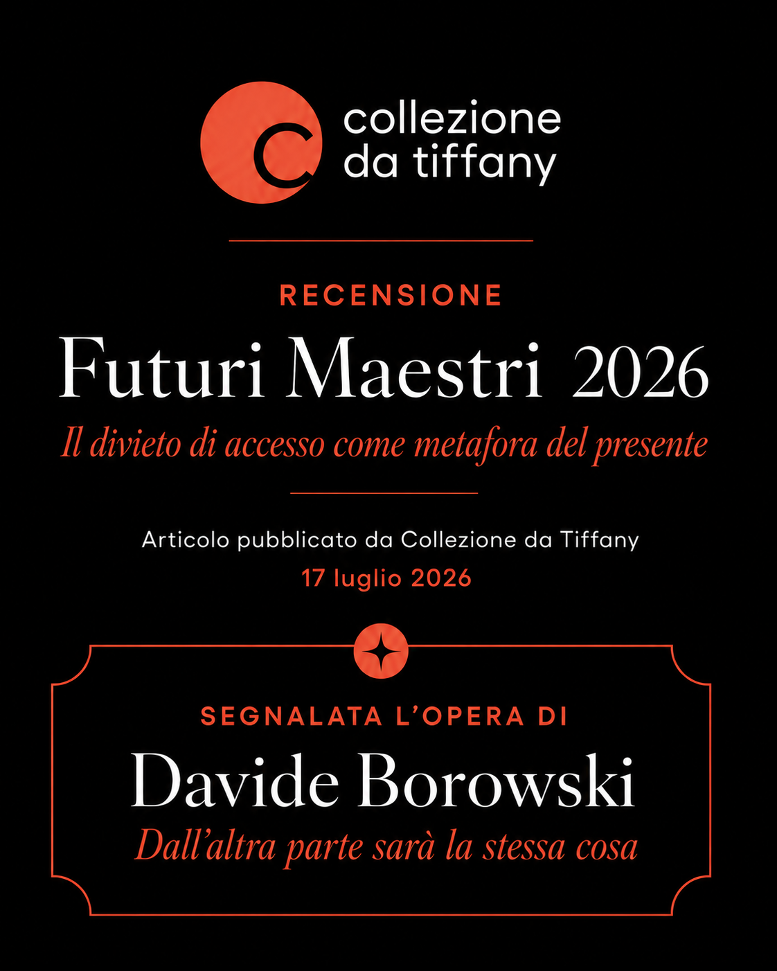 Futuri Maestri 2026 - Recensione su "Collezione da Tiffany" - 17.07.26