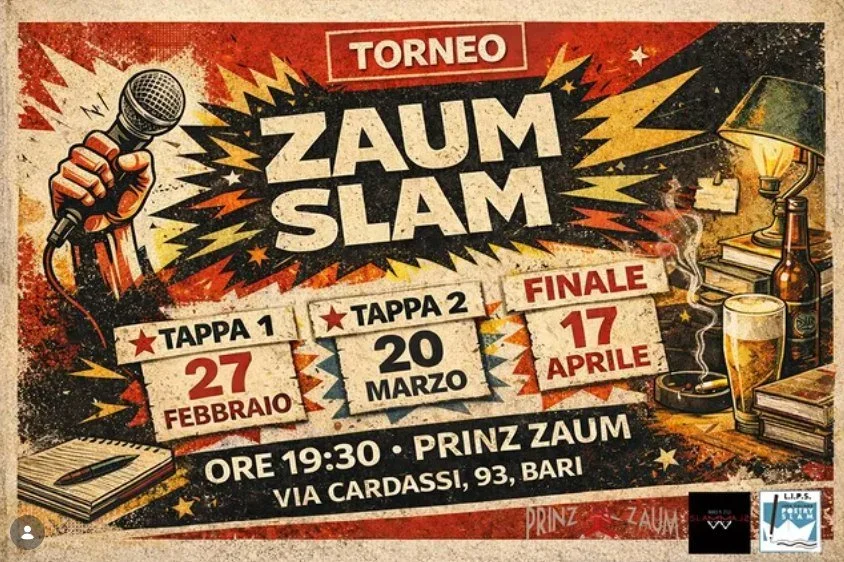 Tappa 2 del Torneo ZAUM SLAM!, organizzato da SlammalS - Poetry Slam Puglia. 20.03.2026