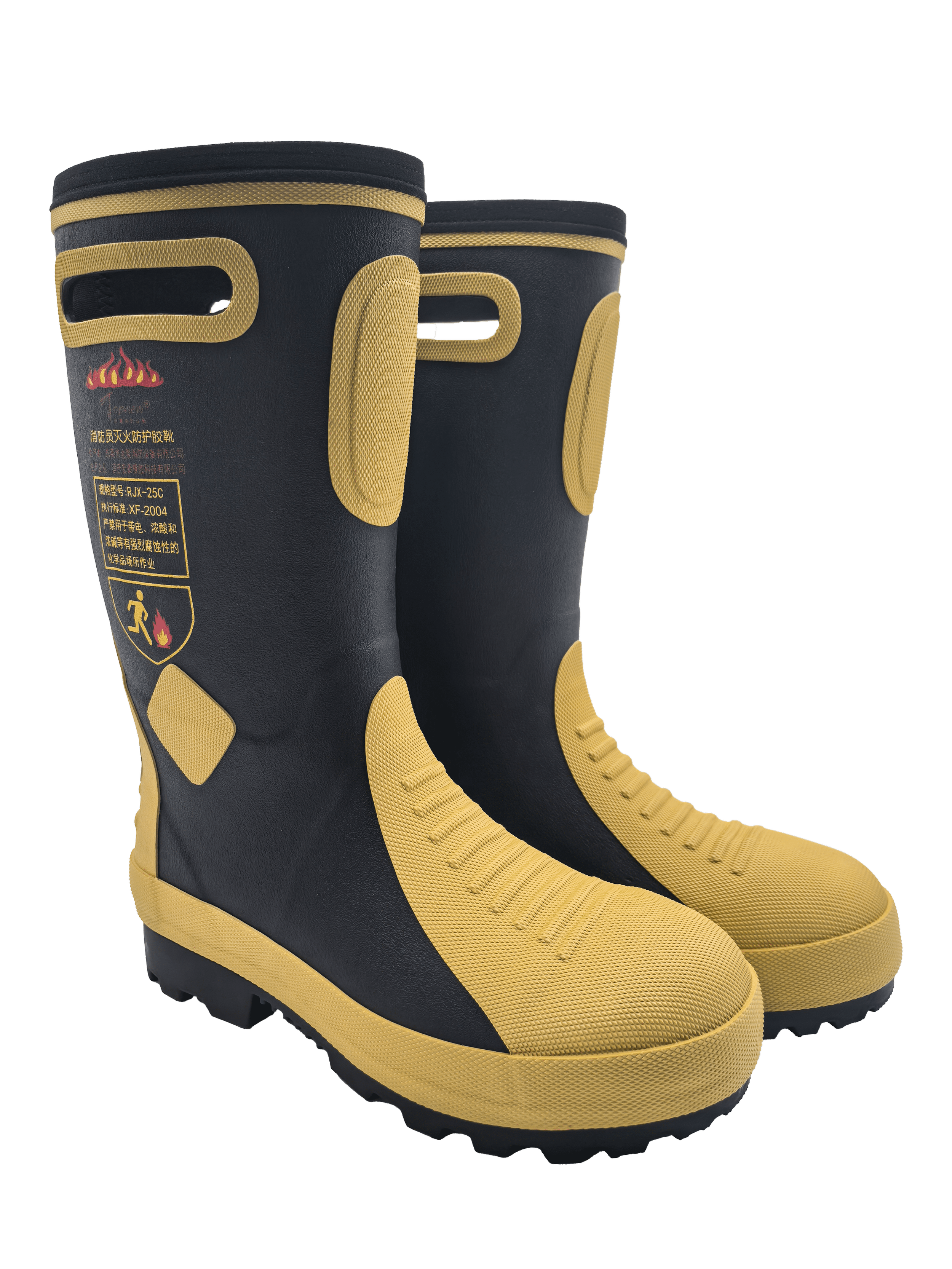 Topview RJX-255 firefighter protective boots yellow black color