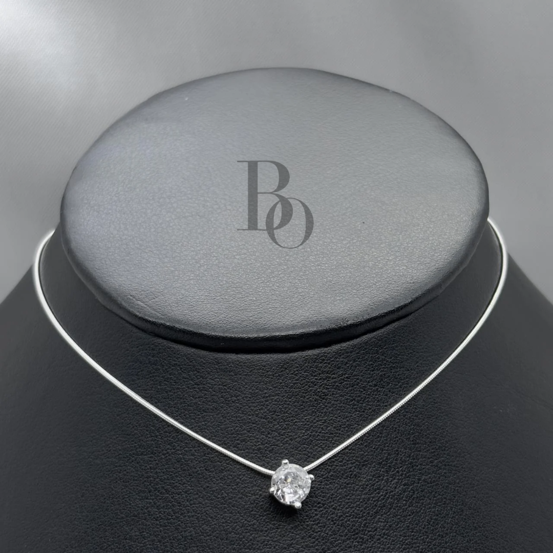 Gargantilla Con Piedra Zirconia Plata