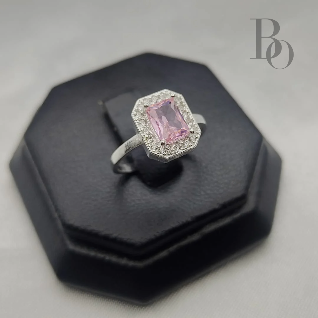 Anillo Solitario Piedra Zirconia Cuadrada Central Plata