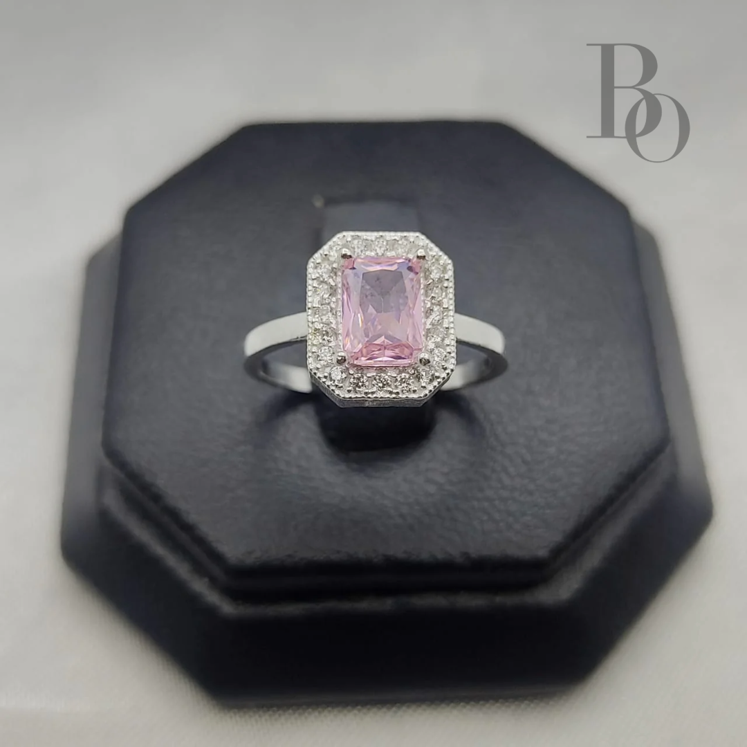 Anillo Solitario Piedra Zirconia Cuadrada Central Plata