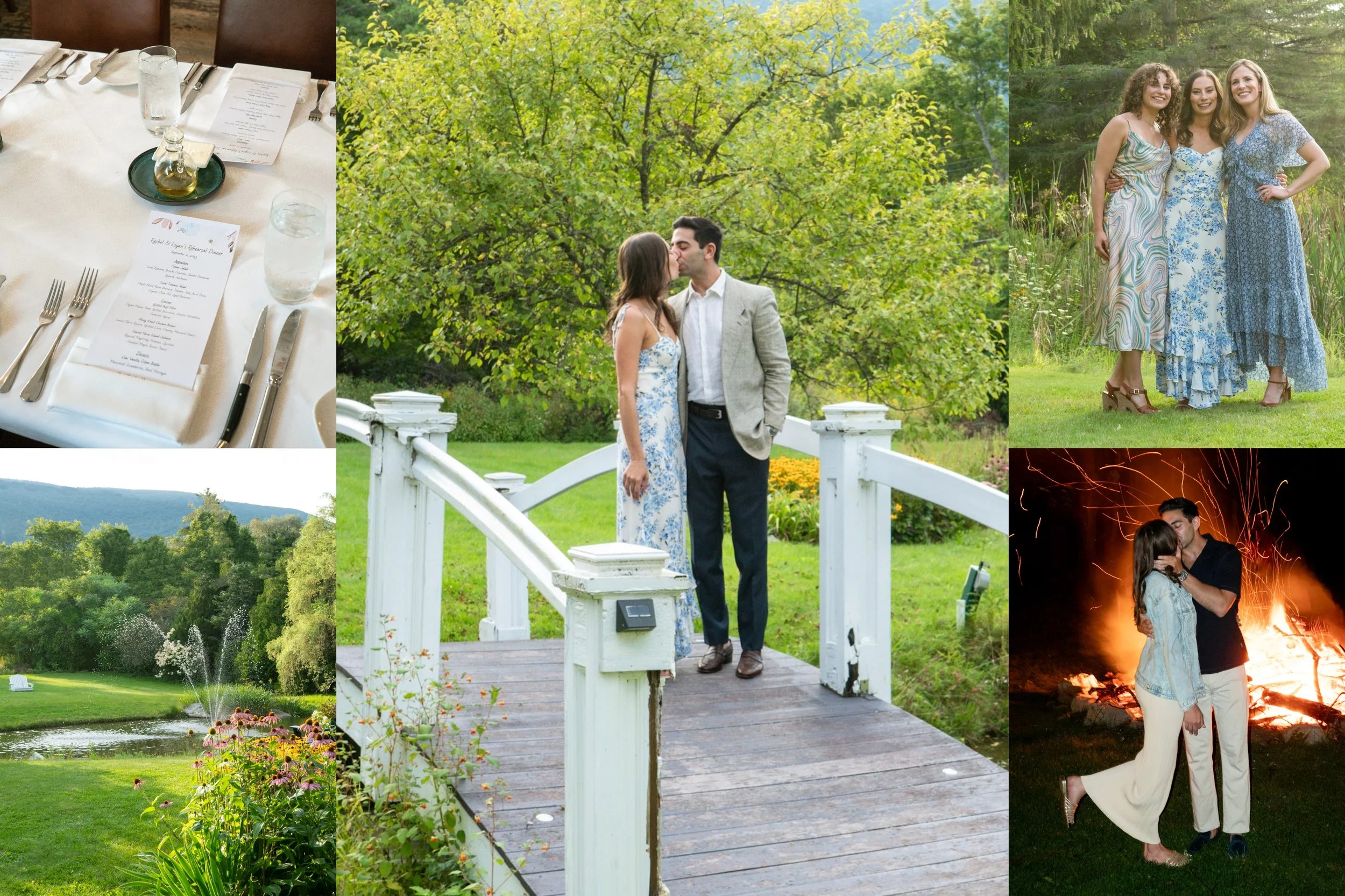 a wedding welcome party is photographed in Manchester, Vermont