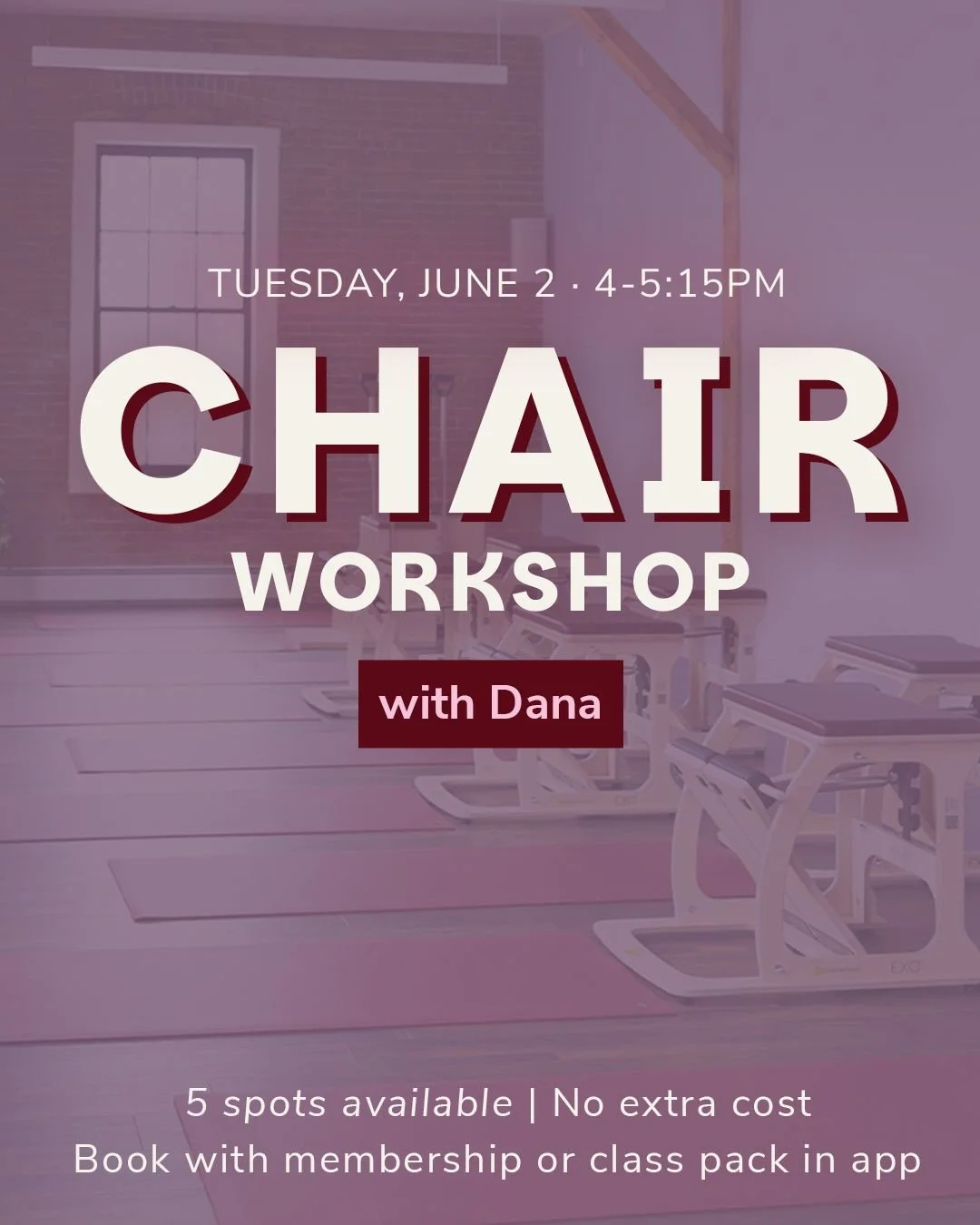 CHAIR CURIOUS?!
⠀
Our Chair Workshop with Dana is happening Tuesday, June 2 at 4pm and she is breaking. it. down.
⠀
This is not your usual flowy class &mdash; it&rsquo;s a 75-minute workshop designed to help you slow down, get specific, and go deeper