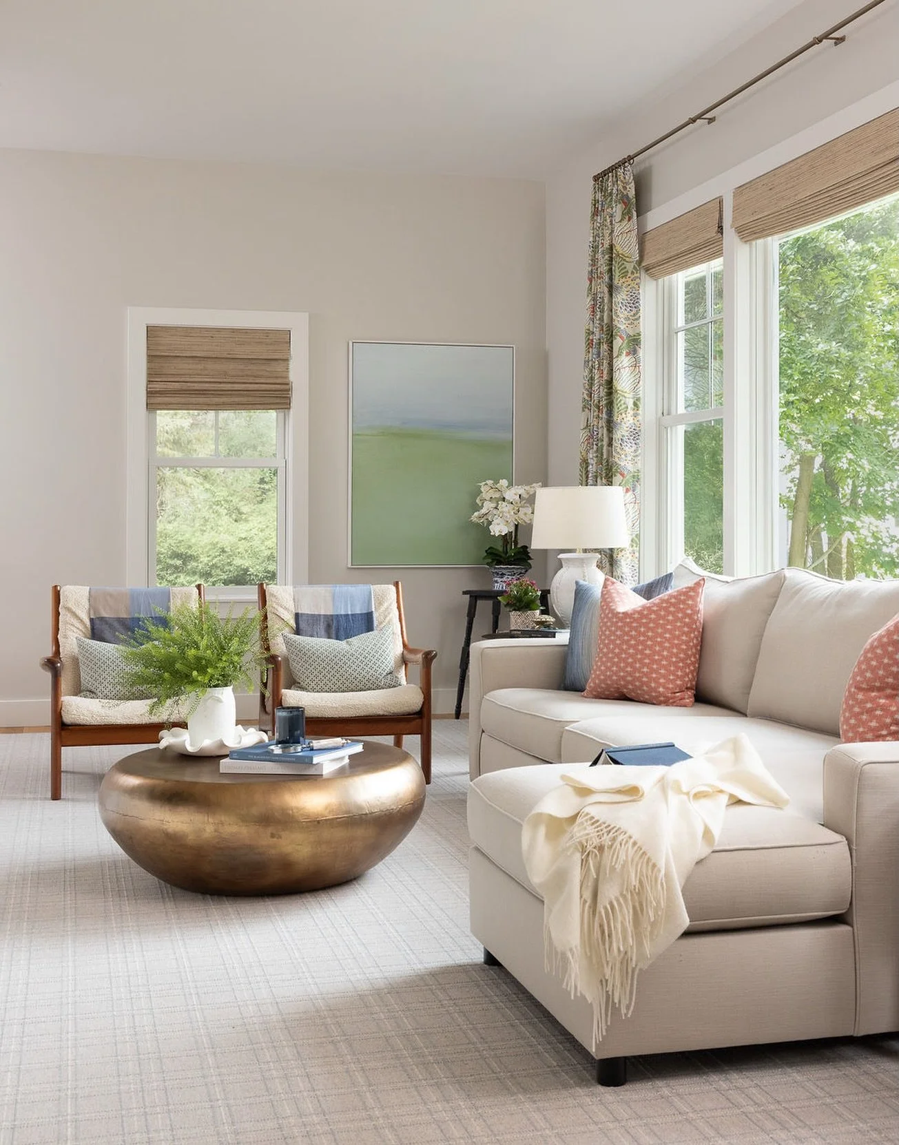 A family room should work for the whole family &mdash; without looking like it has to.

Comfortable seating, durable fabrics, plenty of room to gather, and a practically indestructible coffee table make this a space that can handle everyday life whil