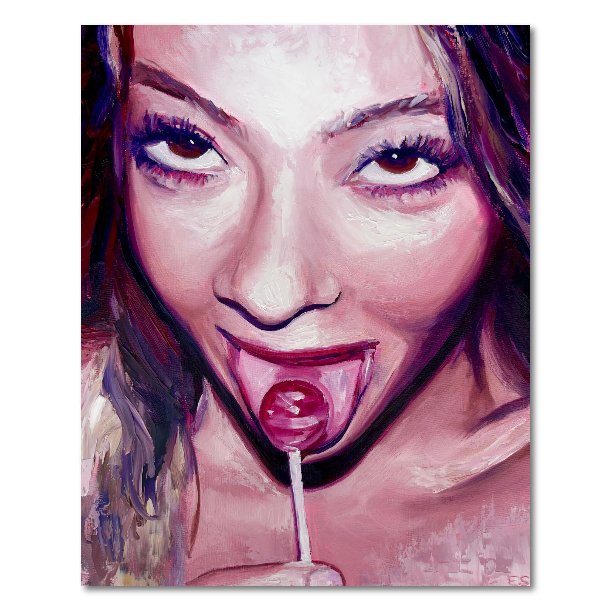 eating a lollipop with eye contact — Fine Art Print