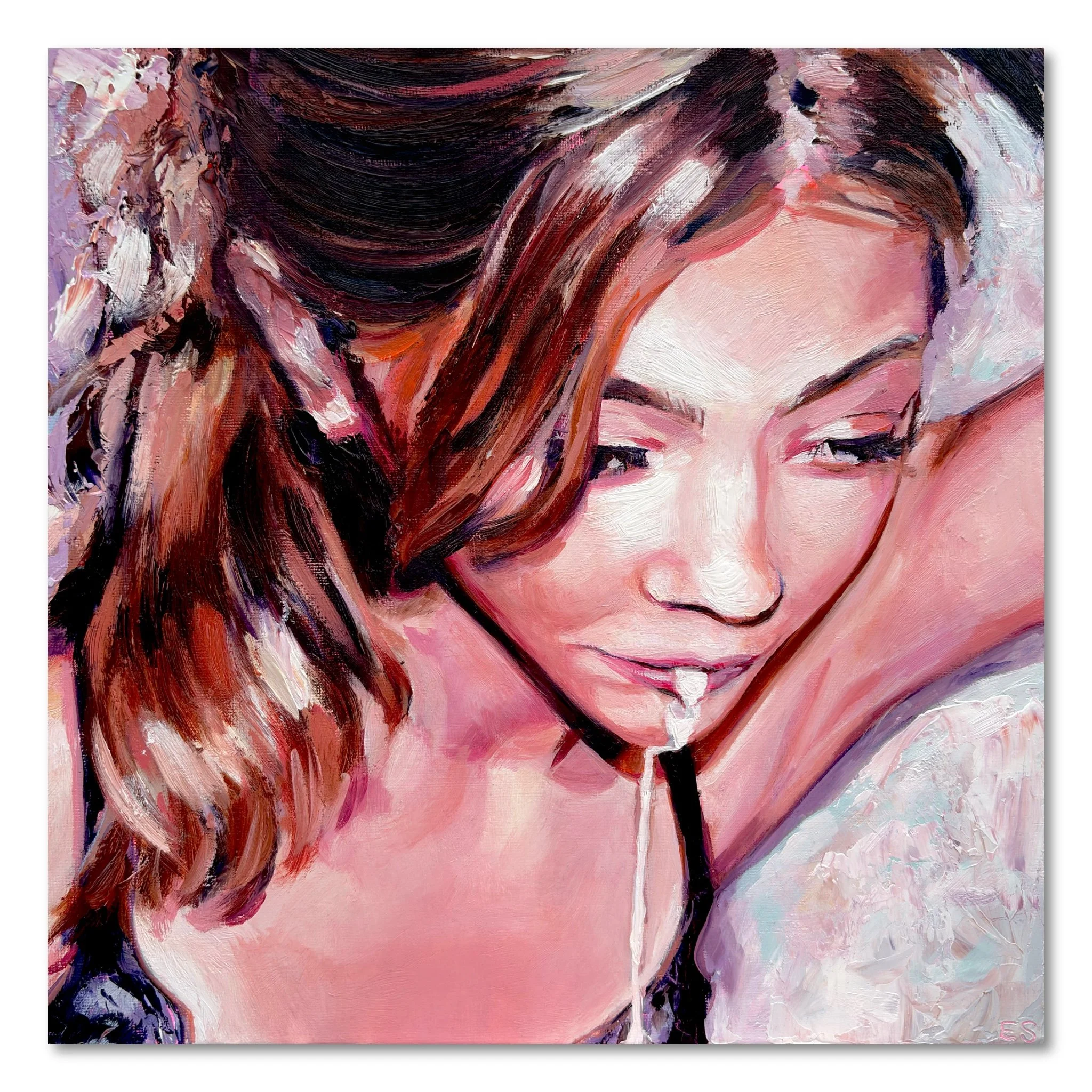 spitting out toothpaste — Fine Art Print