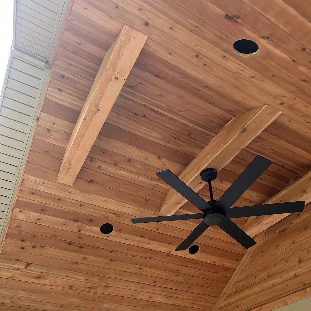 Image of cedar roof canopy fan