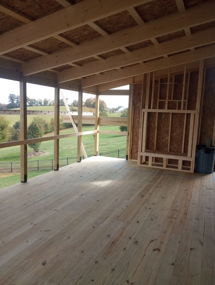 Internal patio frame and fireplace
