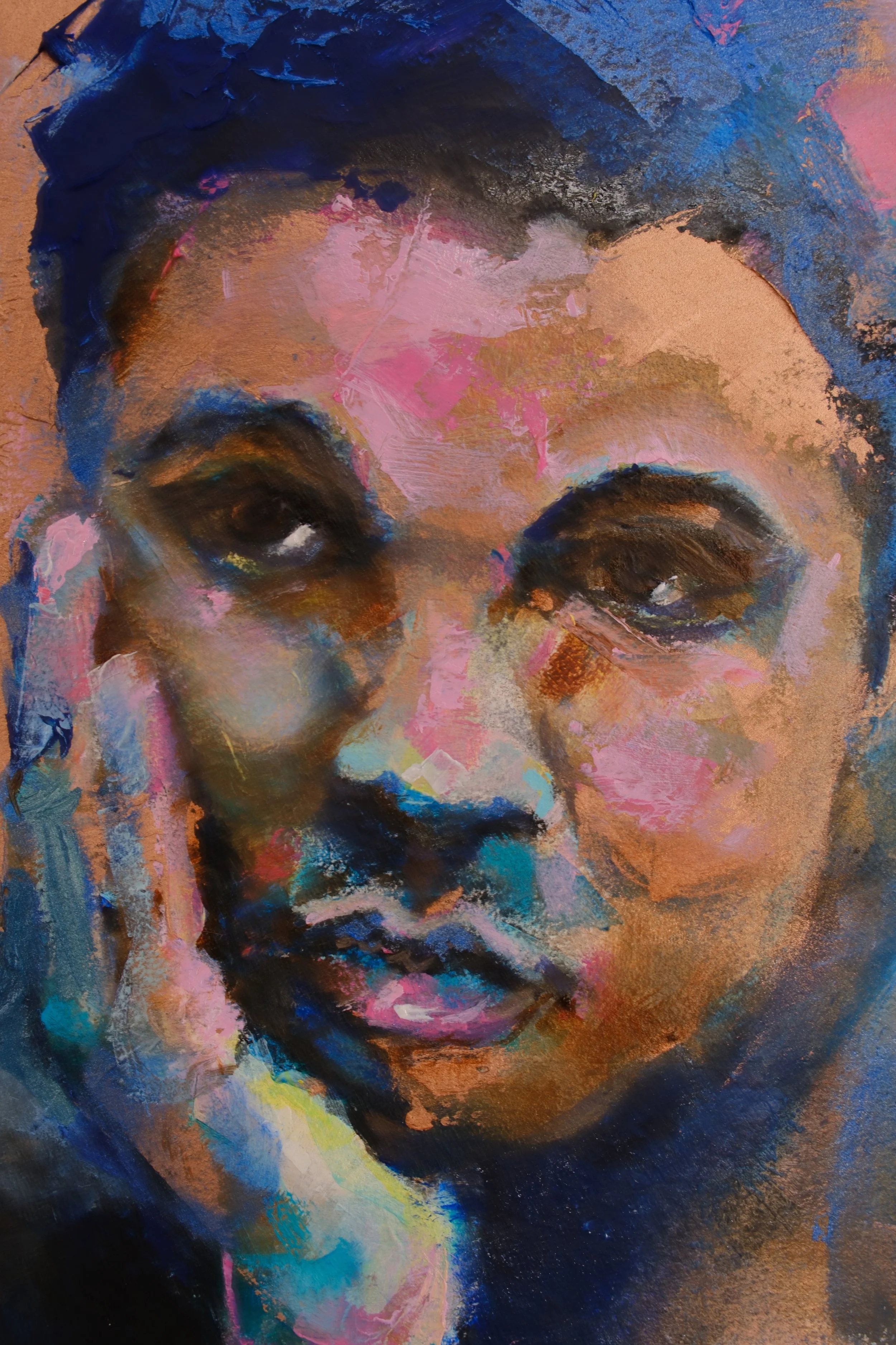 Title: Ali X Rodin; Materials: Oil, acrylic and charcoal on Arches Huile, Year: 2026