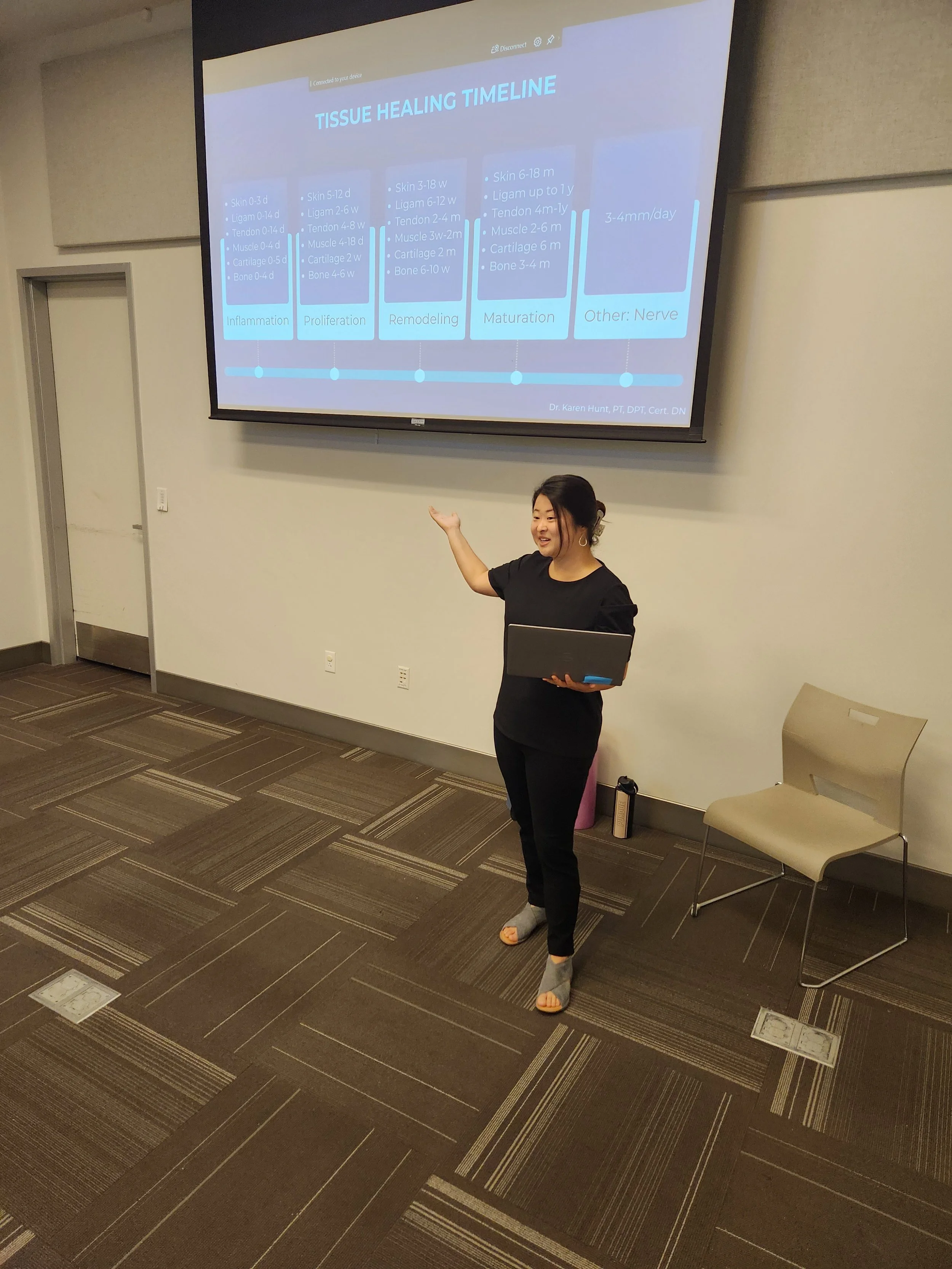Dr. Karen presents on physical therapy at a local library.