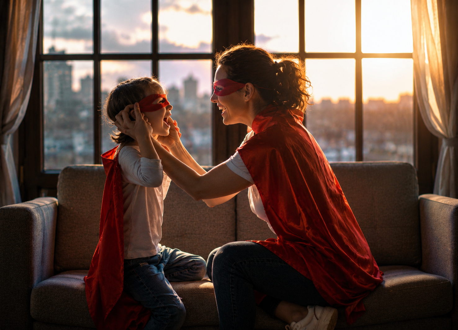 mom and child bond over their shared love of superheroes
