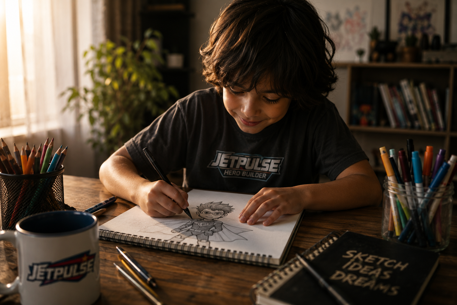 Young boy enjoying a Creative morning of drawing fun
