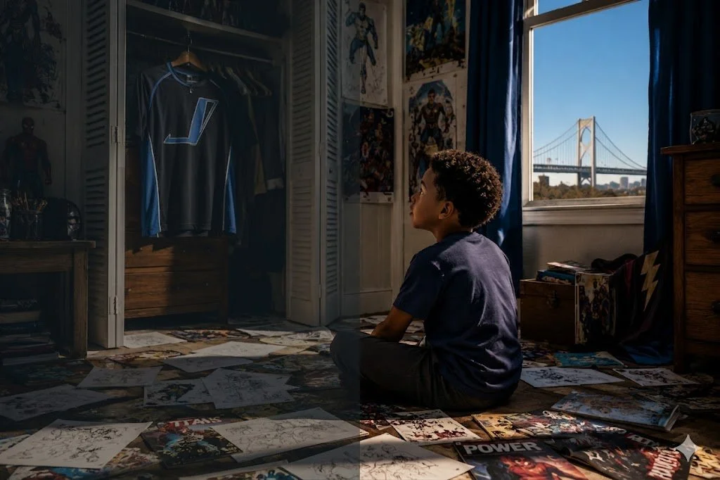 A young boy dreams of being a real superhero