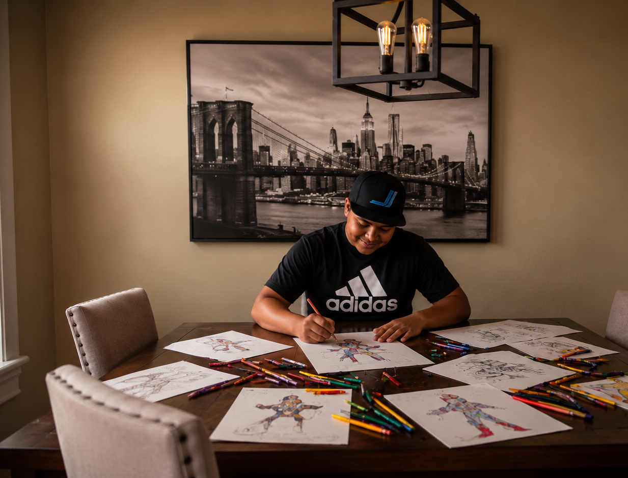Jake Bradshaw draws panels for the upcoming Jake Jetpulse comic book