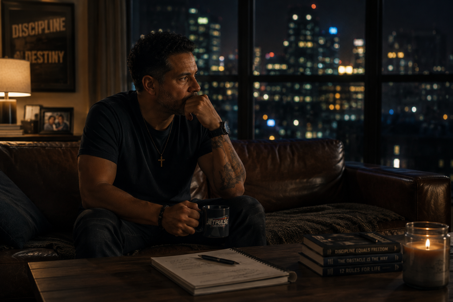 man sitting alone, deep in thought