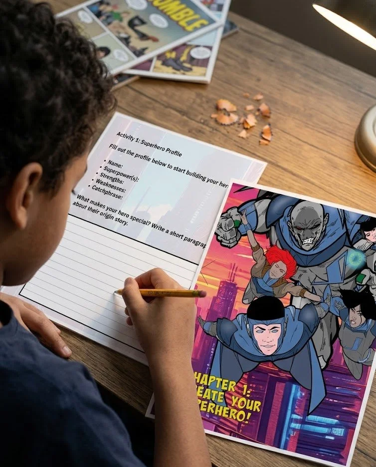 A child describes his superhero's best traits using the jetpulse hero builder method