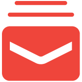 Icon of a red mailbox with a black flag.