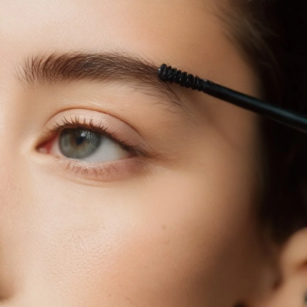 Straight brow, ash brown on Dani